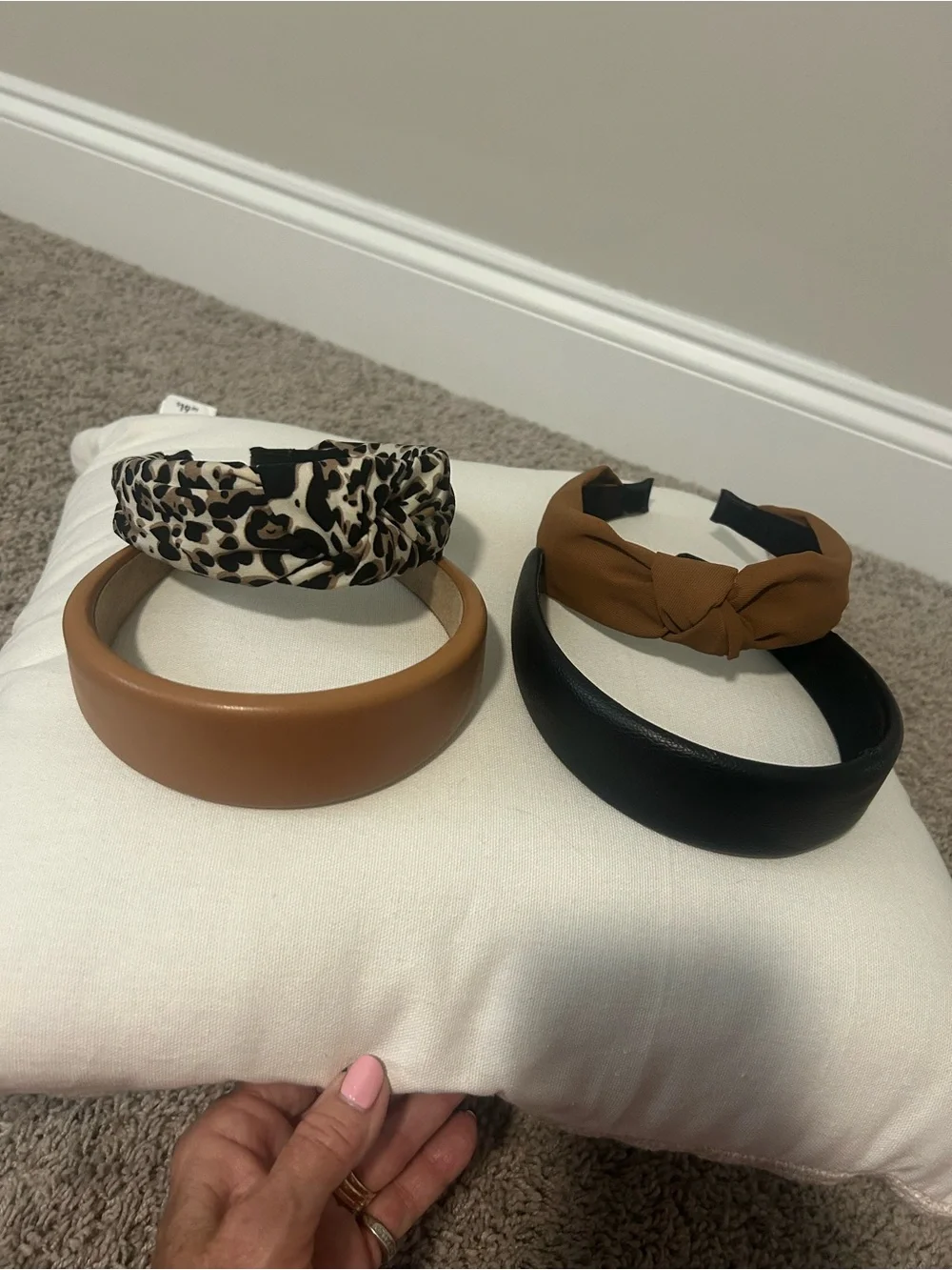 9 Assorted Women's Headbands - Neutral, Brown, White, Purple & Leopard